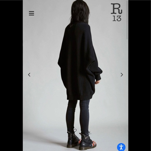 R13 Grunge Sweatshirt Dress - Washed Black. Size small. - Picture 4 of 11